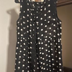 Sheer black top with tan polka dots